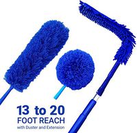 U.S. Duster Company Triple Action High Reach Dusting Kit | Webster Cobweb Ceiling Fan Duster with 13 to 20 Foot Extension Telescope Pole | Lightweight High Quality Microfiber Cleaning Set