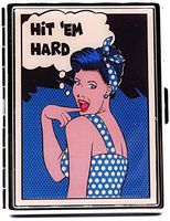 Hit 'Em Hard Print Compact (9 100s) Metal-Plated Cigarette Case & Stash Box