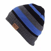Bolayu Mens Womens Fashion Autumn Winter Warm Striped Hats Knit Slouchy Caps Hat (Blue)