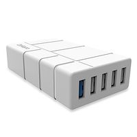 Delippo 5 Port USB Charger 50W 10A Multi USB Desktop Travel Charging Station Family-Sized Travel Power Adapter Compatiable with iPhone iPad Smartphones
