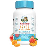 Organic Vegan Vitamin K2+D3 Calcium Gummies (Plant Based) by MaryRuth's Chewable, Non-GMO, Gluten Free for Men, Women & Kids (60 Count)
