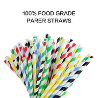 Biodegradable Paper Straws HOMEWINNER 100 Pcs Rainbow Stripe Drinking Straws Eco-friendly 5 Different Colors Paper Straw for Juices Shakes Smoothies Party Supplies Decorations