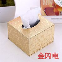 T-ZJHC Creative Napkin Tray Hotel European Small Napkin Tray Square Tray Paper Towel Box, Gold Lightning, 12 12 8.5