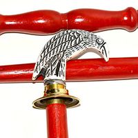 Nautical World White Black Plastic Eagle Design Handle Brass Pipe Walking Stick Cane Vintage Cane