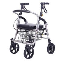 Folding Rollator Walker - 4 Wheel Lightweight Medical Rolling Walker with Seat & Bag-Mobility Aid for Adult, Senior, Elderly,Disabled - Drive Transport Walker with Wheels Fold Up Travel Walker,Black