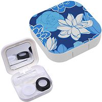 Portable Contact Lens Case Box Travel Kit Mirror + Bottle + Tweezers Container Holder [ Silhouettes Wonderful Blossoming Flowers ]