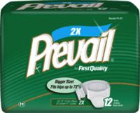 First Quality Prevail Bariatric Adult Brief 2Extra-large 62"-73" Waist, Latex-Free (Bag of 12 Each)