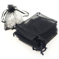 100pcs 3.6x4.8''(9x12cm) Organza Gift Bags, Drawstring Pouches Jewelry Party Wedding Favor Gift Bags,Candy Bags (Black)
