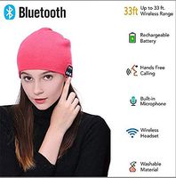 Upgraded Unisex Knit Bluetooth Beanie Hat/Headband Headphones V4.2 Unique Christmas Tech Gifts Stocking Stuffer w/Built-in Stereo Speakers (Hat, Pink)