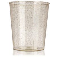 Juvale 100-Pack Bulk 2 Ounce Glitter Gold Plastic Disposable Party Shot Glasses