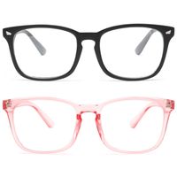 Livho 2 Pack Blue Light Blocking Glasses, Computer Reading/Gaming/TV/Phones Glasses for Women Men,Anti Eyestrain & UV GlareB7 Matte Black+Clear Pink)