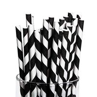 BLACK PAPER STRIPED STRAWS (24PC) - Party Supplies - 24 Pieces