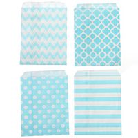 TOYMYTOY Candy Stripe Paper Treat Bag Sweet Pouch Polka Dot Chevro Children's Day Gift (48Pcs Blue)