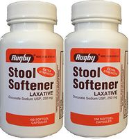 Docusate Sodium 250 mg Softgels for Gentle, Reliable Relief from Occasional Constipation 100 Softgels per Bottle Pack of 2 Bottles Total 200 Softgels by RUGBY LABORATORIES