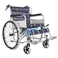 Banluo Elderly Lightweight Wheelchair Foldable Universal Front Wheel Portable Elderly Scooter with Hole Potty with Anti-Slip Pedal (Color : Plaid)