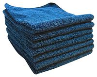 Micro Detailers 24 PREMIUM Grade Plush Microfiber Cleaning Cloth by 16"x16" - Highly Absorbent Auto Detailing Towels (Navy Blue)