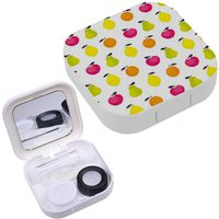 Portable Contact Lens Case Box Travel Kit Mirror + Bottle + Tweezers Container Holder [ Simple Cute Summer Fruit Icon ]