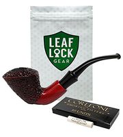 Corleone Tobacco Pipe, Filters, Velvet Lined Storage Pouch and Polishing Cloth with Leaf Lock Storage Pouch