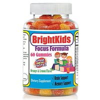 Bright Kids Focus Formula 60 Gummies Focus Attention Booster for Kids Memory Brain MultiVitamin Omega DHA Gummy Chewables Natural Brain Supplements