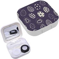 Portable Contact Lens Case Box Travel Kit Mirror + Bottle + Tweezers Container Holder [ Happy Easter Eggs Cartoon Doodle ]