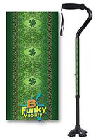 Adjustable Walking Cane Foam Handle Quad Footed Four Pointed Cane Tip Celtic Lace Irish Design