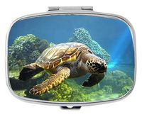 Rectangle Pill Case - Beautiful Coral and Turtle Custom Fashion Style Pill Box - 2 Compartments Pill Box/Pill case