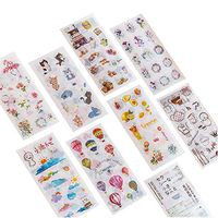 12 Sets (72 Sheets) Kawaii Floral Food Fruit Travel Hot Air Balloon Weather Kitchenware Cat Dog Pet Lemon Cherry Blossom Rabbit Plant Stationery Sticker Cute Kids DIY Label School Office Supplies