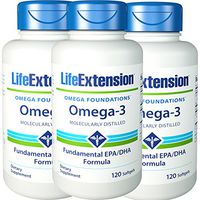 Life Extension Omega-3 Twice As Much EPA & DHA As Many Commercial Fish Oils 120 Softgels (Pack of 3)