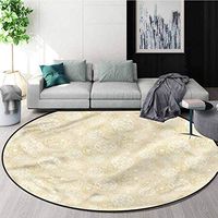 RUGSMAT Ivory Round Rug,Science Molecule Motif Non Slip Rug Diameter-39