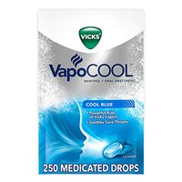 Vicks VapoCOOL Medicated Drops, 5 Packs of 50 (250 Drops Total) - Soothe Sore Throat Pain Caused by Cough