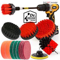 Holikme 15Piece Drill Brush Attachments Set, Red Scrub Pads & Sponge, Power Scrubber Brush with Extend Long Attachment All purpose Clean for Grout, Tiles, Sinks, Bathtub, Bathroom, Kitchen & Auto