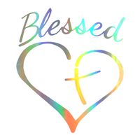 BCOROBYS Car Styling Stickers Fashion Creative Blessed Cross and Heart Christians Decal Vinyl Sticker for Cars Trucks Vans Walls Laptop (2pcs Blessed Cross and Heart Christians, 160 x 140 mm)