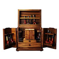 Pipe Stands for Tobacco Pipes - Wooden Multi-Functional Tobacco Pipe Storage and Display Cabinet with Tobacco Humidor