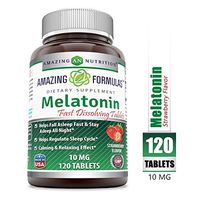 Amazing Formulas Melatonin Quick Dissolve-10 Mg Tablets (Non-GMO,Gluten Free) - Helps Fall Asleep Fast & Stays Asleep All Night - Helps Regulate Sleep Cycle (120 Tablets, Strawberry)