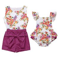 New Newborn Princess Toddler Girl Kids Baby Matching Sister Clothes Outfit Set Floral Romper Tops Shorts Clothes Set 3M