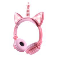 Sunvito Unicorn Headphones for Kids, Wired Kids Earphone, Foldable Headset with LED Glowing Light and 3.5mm Jack for School,Birthday Gifts