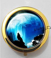 BlackKey Animal Wolf Howling Silhouette 3-Compartment Decorative Pocket Gift Box Case Organizer for Pill, Color 2 -614