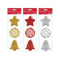 36 x Glitter & Foil Christmas Xmas Present Gift Tags in Red Silver or Gold, Gold