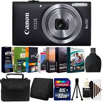 Canon PowerShot IXUS/ELPH 180 8X Optical Zoom Ultra Slim Digital Camera with Photo Editing Software Bundle