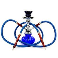 Hookah 2 Hose Set Glass Water Vase Tobacco Bong Smoking Shisha Pipe Hookah Blue Color