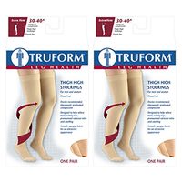 Truform Compression 30-40 mmHg Thigh High Dot Top Stockings Black, Small, 2 Count