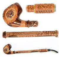 Pirate Dragon pear wood hand made small churchwarden wooden tobacco smoking pipe