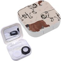 Portable Contact Lens Case Box Travel Kit Mirror + Bottle + Tweezers Container Holder [ Small Cute Dog ]