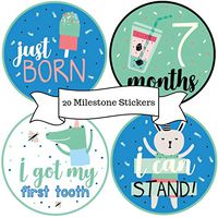 Baby Monthly Stickers - (Set of 20) Baby Milestone Stickers for Boys, Baby Boy or Girl Gifts on Every Baby Registry with All 12 Month Stickers, Perfect Baby Shower Gift by BebeTales