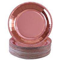 Aneco 60 Pieces Rose Gold Foil Paper Plates Round Disposable Paper Plates for Party, Wedding Supplies