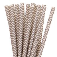 Biodegradable Paper Straws Gray Chevron (100)