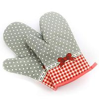 Yjdr Home Stylish Silicone Oven Mitts, Soft Cotton Lining with Non-Slip Surface, Heat Resistant Kitchen Microwave Gloves for Baking Cooking Grilling BBQ (Color : Light Green)