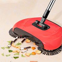 Sweeping Machine, Efaster Pro Spin Sweeper Automatic Hand Push Broom,Auto Hand Push Broom 360° Rotating Reusable Brush Sweeper Without Electricity Household Cleaning Tool Lazy (Red)