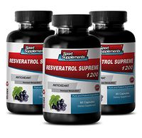 Sport Supplements Premium Herbal Complex - Resveratrol Supreme 1200mg Maximum Strength - Red Wine Pills (3 Bottles, 180 Capsules)
