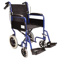 Elite Care Lightweight Aluminium Folding Transport Travel Wheelchair with Handbrakes - Weighs Only 24lbs ECTR01